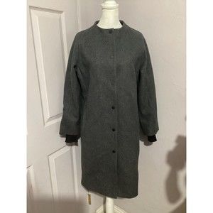 Kate Spade Saturday Gray Snap Button Long Pea Coat